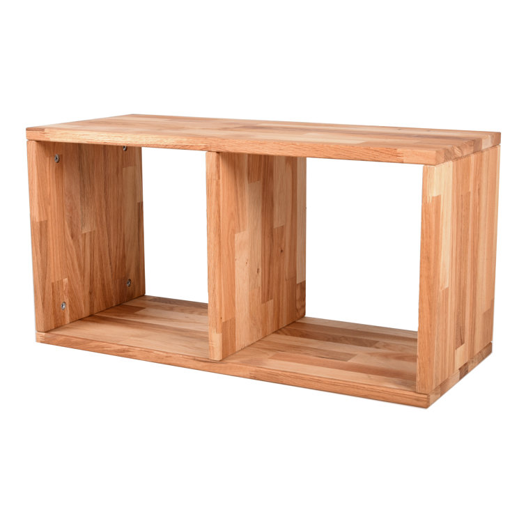 Latitude Run Kylianna 2 Piece Square Oak Solid Wood Cube Shelf